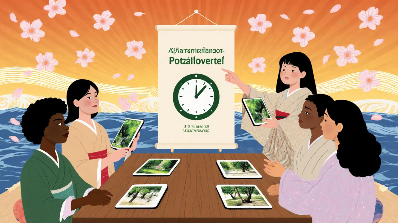 Skupina žen ve workshopu ukazuje realistické fotky a digitální detox.