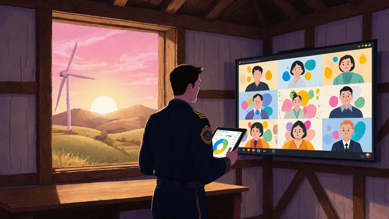 Hybridní CISM setkání ve venkovské hasičské stanici s video konferencí