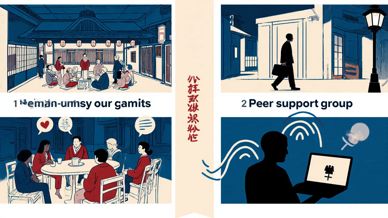 Čtyři typy aftercare: rezidenční, ambulantní, skupinová a telemedicína.