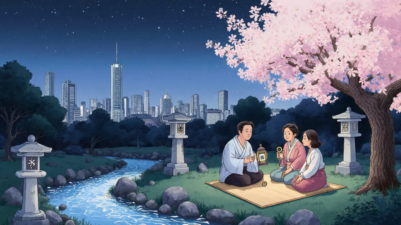 Skupina s klinickým adiktologem v klidné zahradě plánuje zotavení.