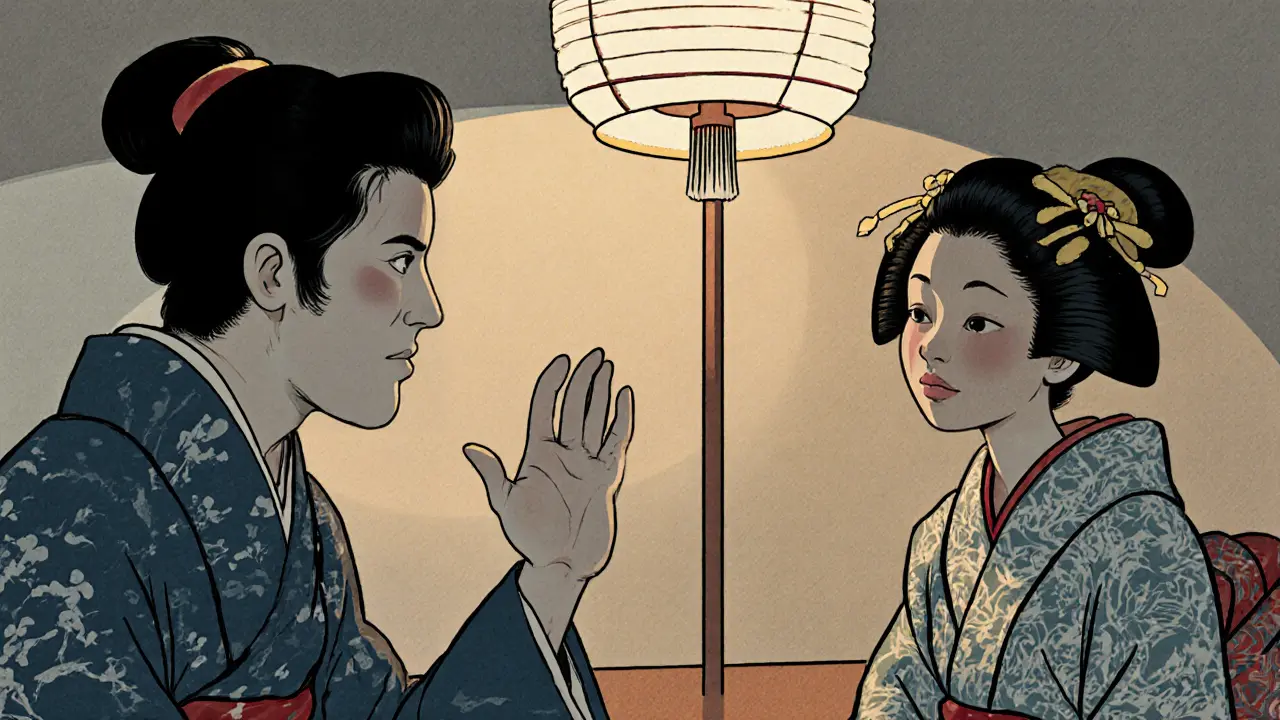 Osoba s vlídným gestem mluví s rodinným přítelem v klidné kavárně.