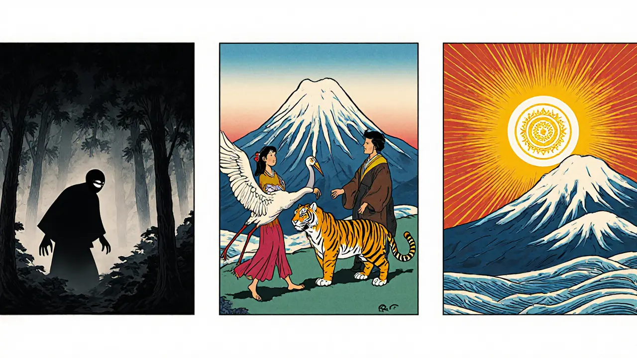 Postava prochází třemi fázemi individuace: stín, archetypy, setkání se Self.