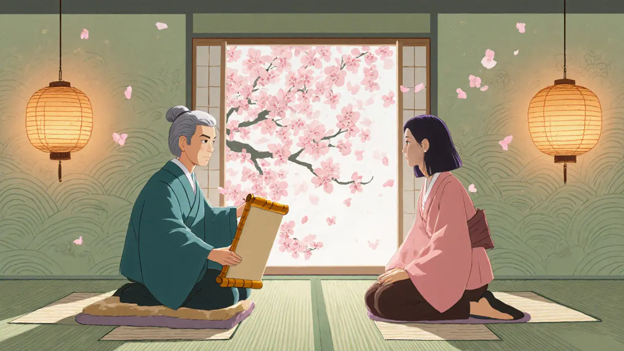 Terapeut vede první sezení s párem v klidném prostoru.