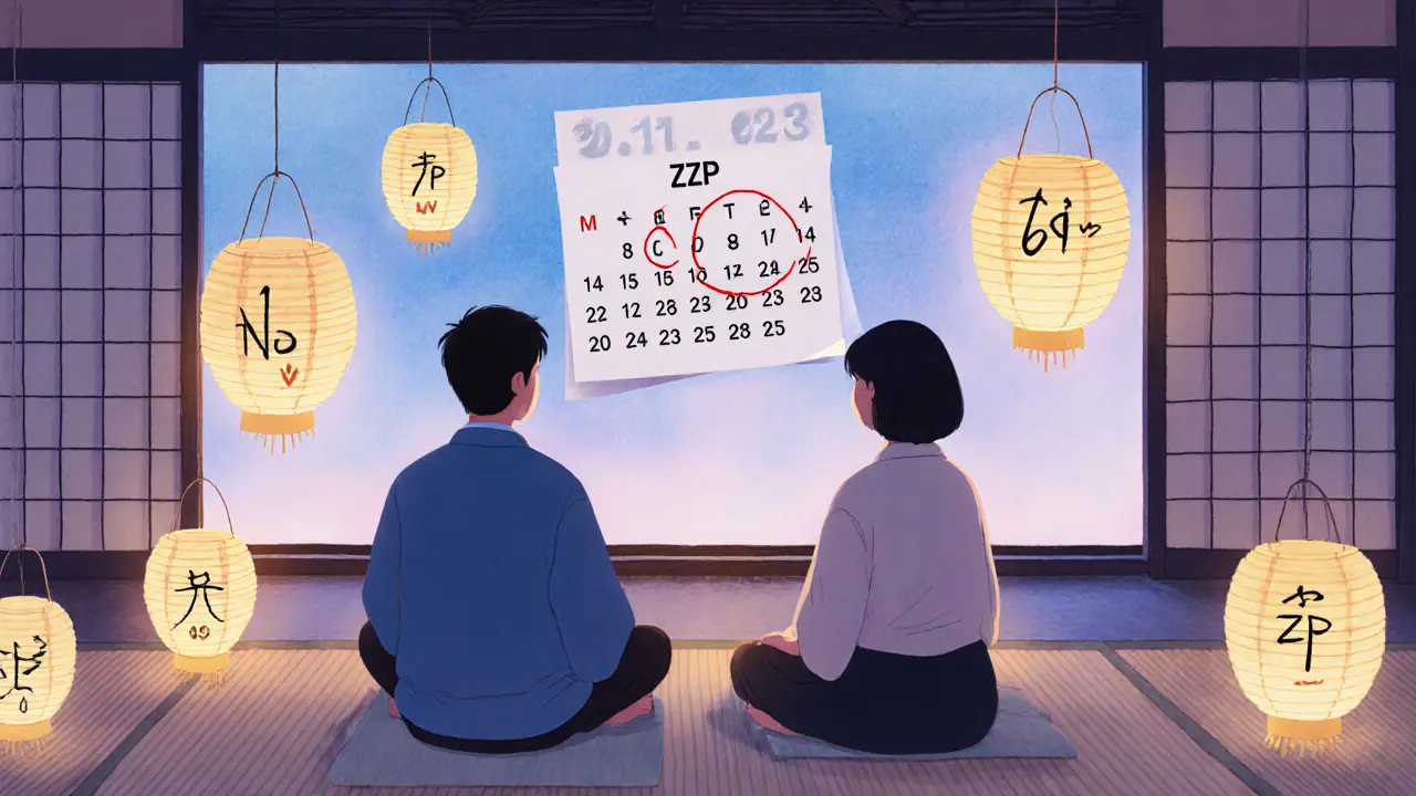 Skupinová psychoterapie s papírovými lampiony označenými pojišťovnami v japonském stylu.