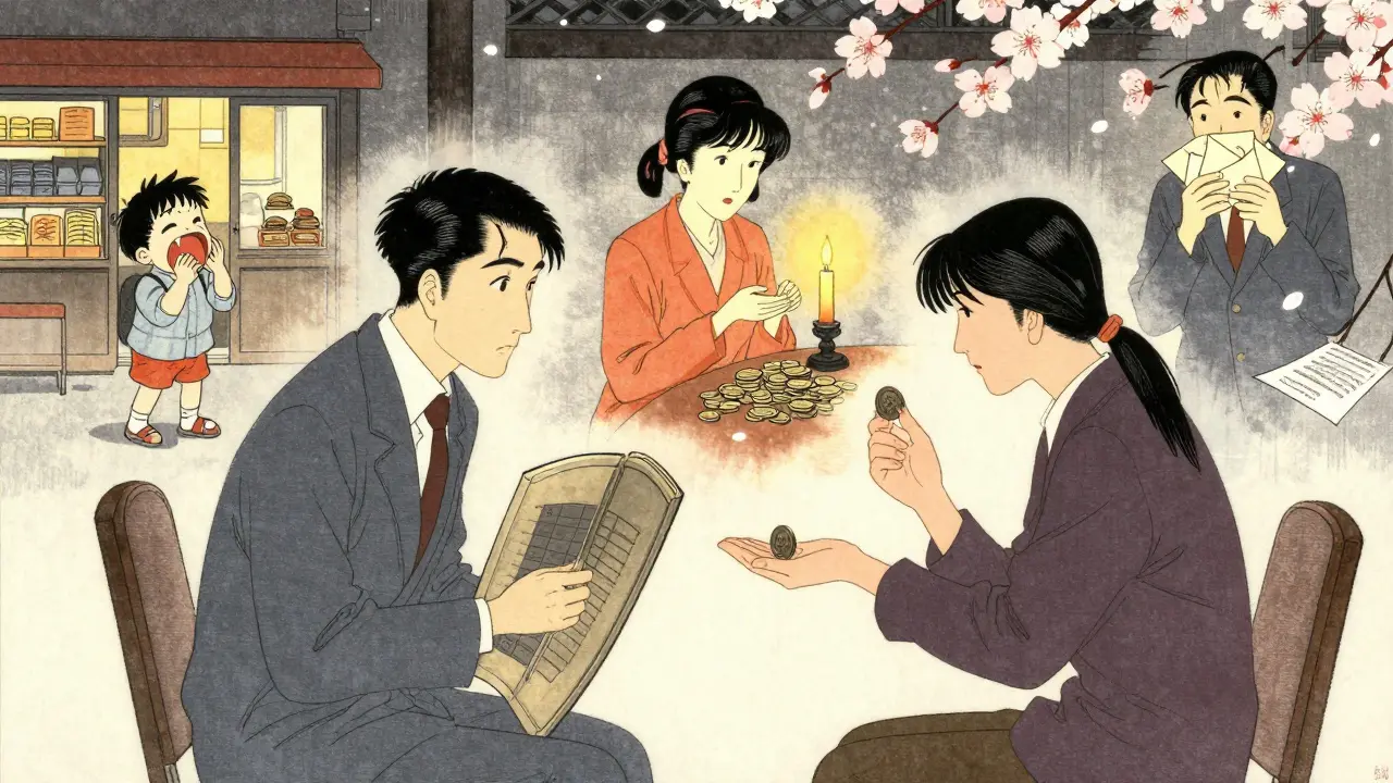 Terapeut mezi partnery, za nimi se objevují vzpomínky na dětství spojené s penězi.