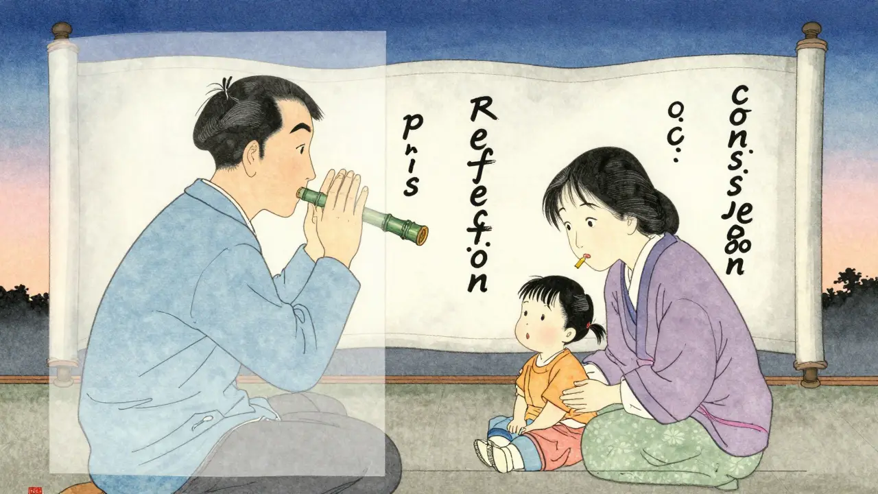 Terapeut pozoruje skrze papírovou stěnu, zatímco rodič a dítě hrají.