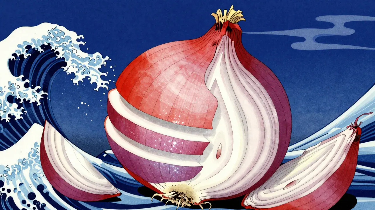 Symbolické loupání vrstev cibule představující hloubkovou psychoterapii.