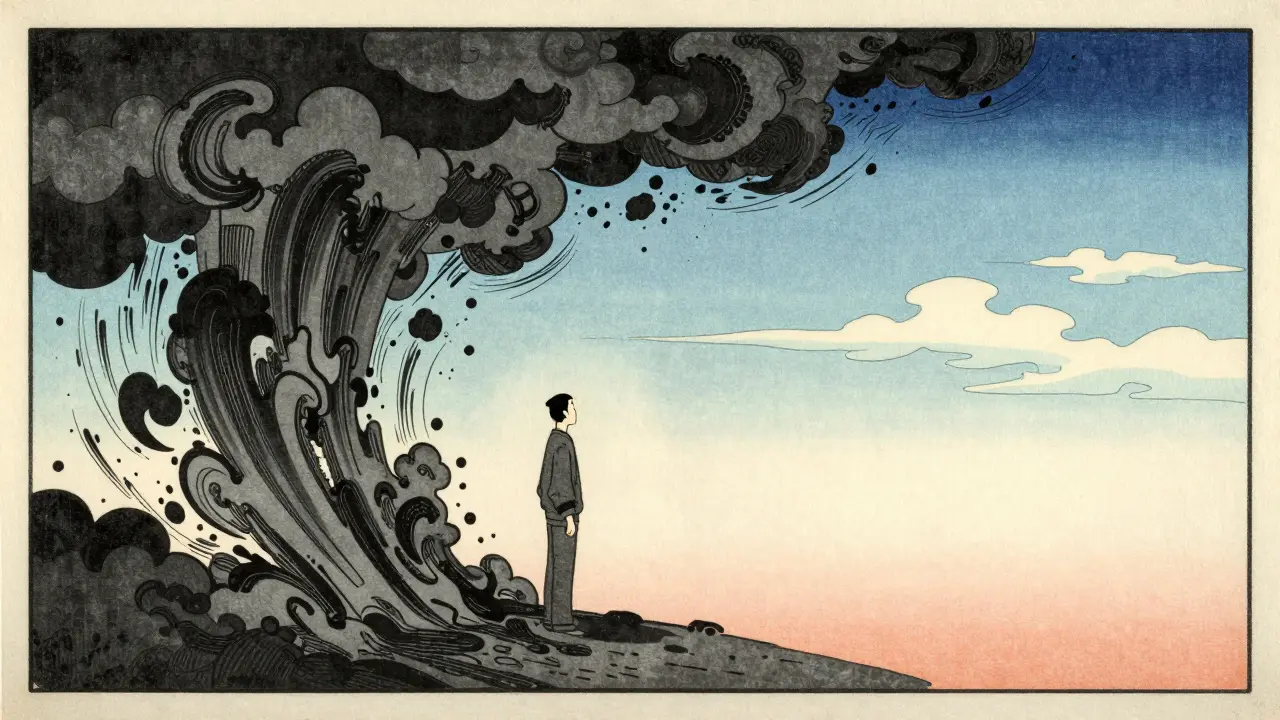 Ukiyo-e kresba: klidné pozorování myšlenek uprostřed chaosu