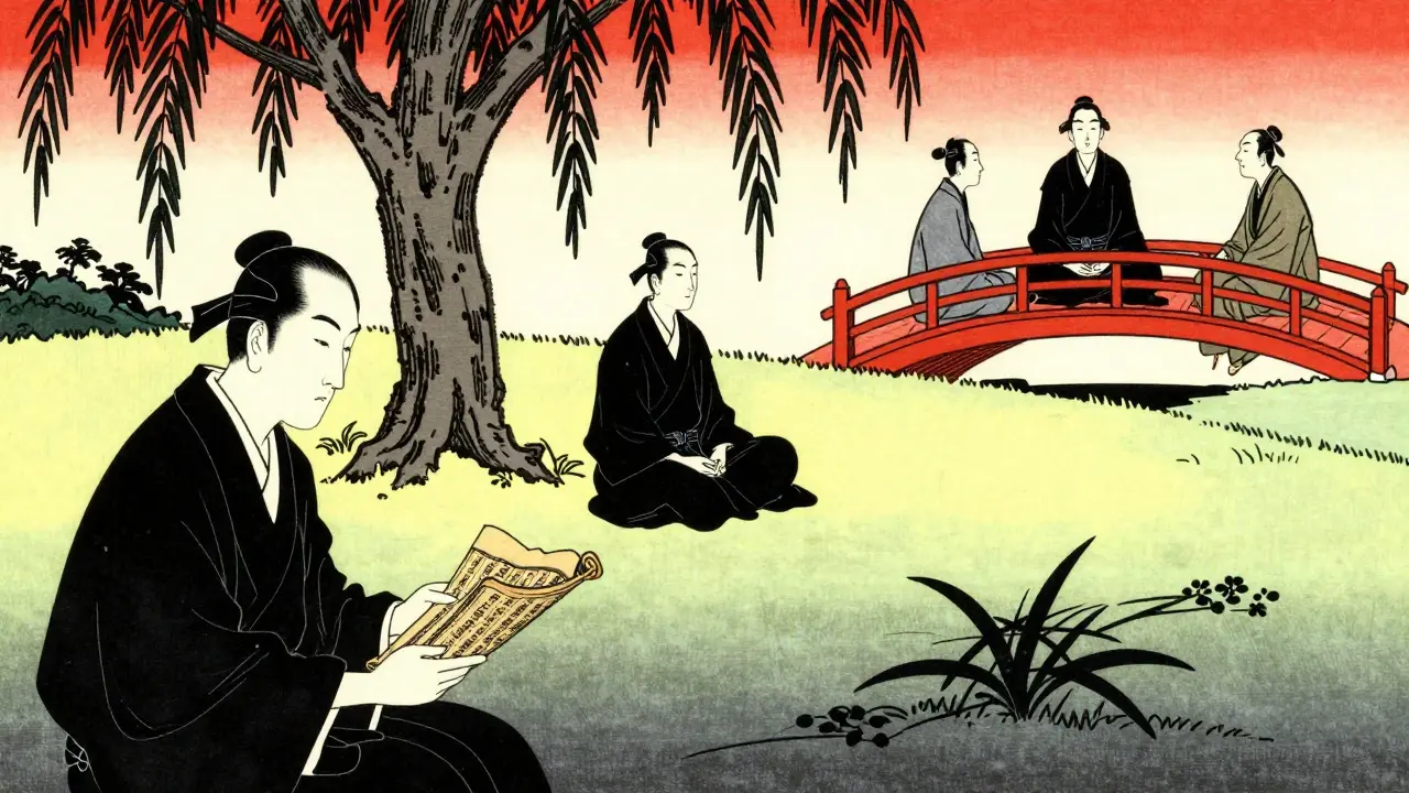 Ukiyo-e kresba: tři fáze výcviku terapeuta jako cesta krajinou