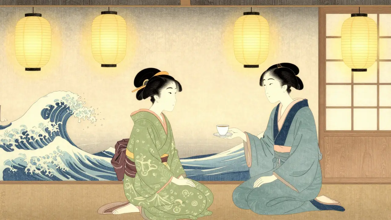 Sociální pracovnice pomáhá ženě v útulku, japonský styl