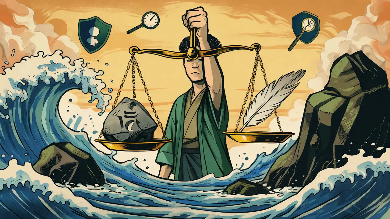 Ilustrace v japonském stylu znázorňující rovnováhu mezi pojištěním a soukromou platbou za terapii.